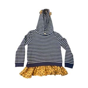Tucker + Tate Pullover Top Hoodie with Ears Blue White 8 Stripes Animal Print